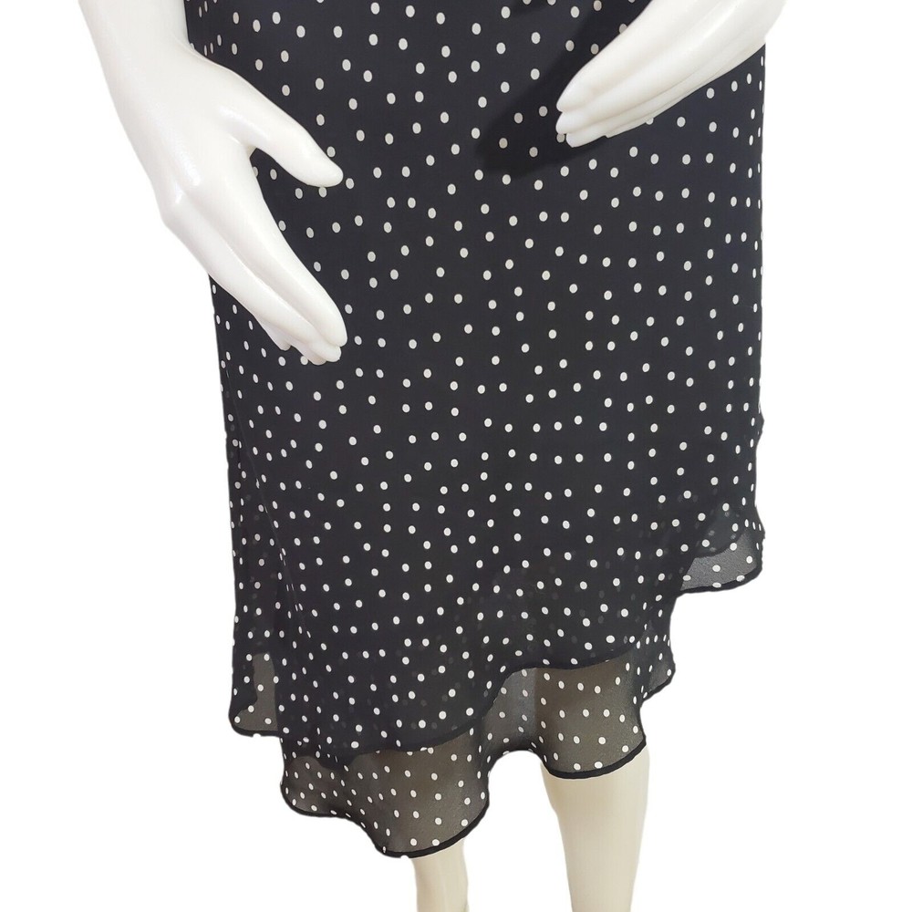 VINTAGE Donna Ricco Womens Black White Polka Dot Party Dress Size 6 Short Sleeve - Picture 6 of 8